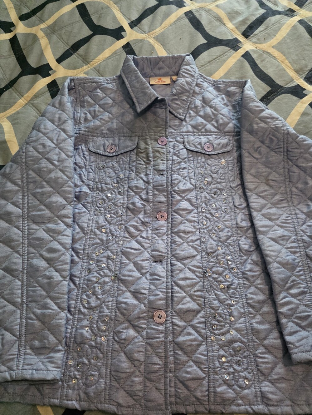 New Quacker Factory Quilted Embellished Womens Jacket